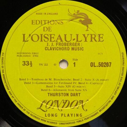 L'Oiseau-Lyre OL 50207 - Johann Jakob Froberger, Thurston Dart - - Image 3