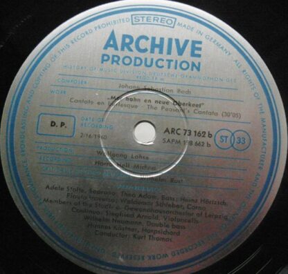Archiv Production ARC 73 162 - Johann Sebastian Bach, Adele Stol - Image 10