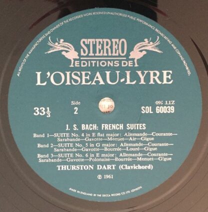 L'Oiseau-Lyre SOL 60039 - Johann Sebastian Bach, Thurston Dart - - Image 4
