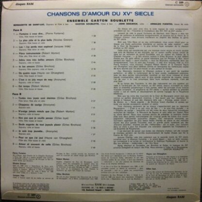 BAM C 109 - Ensemble Gaston Soublette - Chansons D'amour Du XVe - Image 2