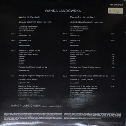 RCA Victrola KR 11018/1-2 - Johann Sebastian Bach, Wanda Landows - Image 2