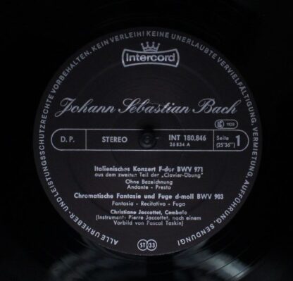 Intercord INT 180.846 - Johann Sebastian Bach, Christiane Jaccot - Image 5