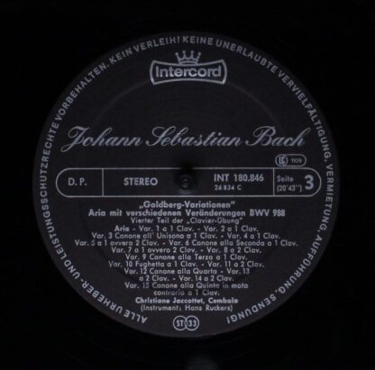 Intercord INT 180.846 - Johann Sebastian Bach, Christiane Jaccot - Image 7