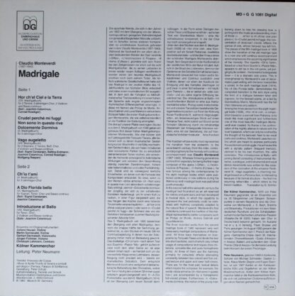 MDG MD+G G 1081 - Claudio Monteverdi, Kölner Kammerchor, Peter N - Image 2