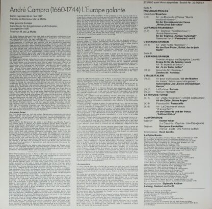 BASF 25 21954-2 - André Campra, La Petite Bande, Gustav Leonhard - Image 2