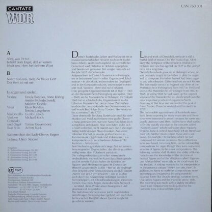 Cantate CAN 760 001 - Dieterich Buxtehude, Bach-Chor Siegen, Ulr - Image 2