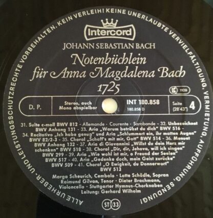 Intercord INT 180.858 - Johann Sebastian Bach, Marga Scheurich, - Image 8