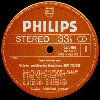 Philips 6575 061 - Johann Sebastian Bach, Gustav Leonhardt - Inv - Image 3