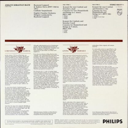 Philips 9502 017 - Johann Sebastian Bach, Raymond Leppard, Andre - Image 2