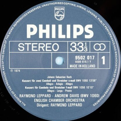 Philips 9502 017 - Johann Sebastian Bach, Raymond Leppard, Andre - Image 3