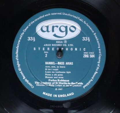 Argo ZRG 504 - Georg Friedrich Händel, Forbes Robinson, The Acad - Image 5