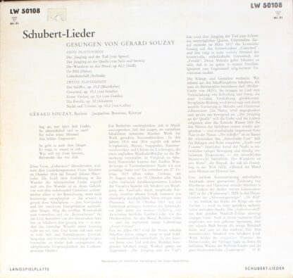 DECCA LW 50108 - Gérard Souzay, Jacqueline Bonneau - Schubert-Li - Image 2