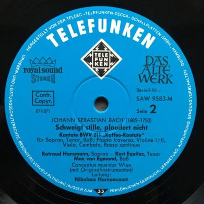 Telefunken SAW 9583-M - Johann Sebastian Bach, Concentus Musicus - Image 13