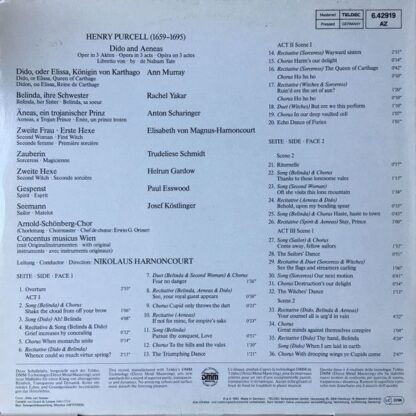 TELDEC 6.42919 AZ - Henry Purcell, Ann Murray, Rachel Yakar, Ant - Image 2