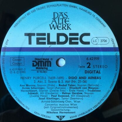 TELDEC 6.42919 AZ - Henry Purcell, Ann Murray, Rachel Yakar, Ant - Image 3