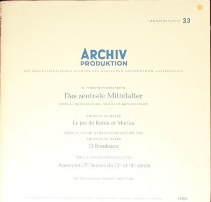 Archiv Produktion 14018 - Adam De La Halle, Anonymous, Pro Music - Image 2