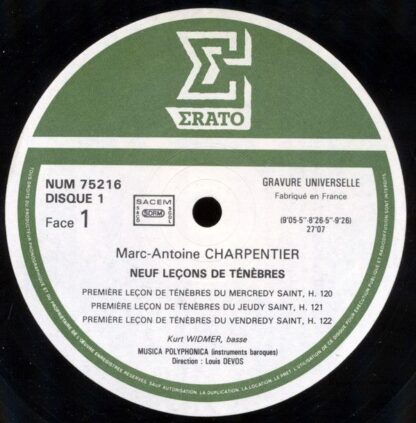 Erato NUM 75215 - Marc Antoine Charpentier, Musica Polyphonica, - Image 3