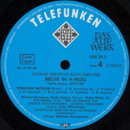 Telefunken SKH 20/1-3 - Johann Sebastian Bach - Messe In H-Moll - Image 26