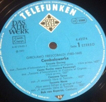 Telefunken 6.42174 AW - Girolamo Frescobaldi, Bob van Asperen - - Image 3