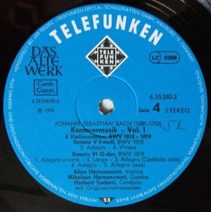 Telefunken 6.35310 EX - Johann Sebastian Bach - Kammermusik (Cha - Image 6
