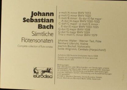Eurodisc 80 594 XK - Johann Sebastian Bach, Johannes Walter (2), - Image 2