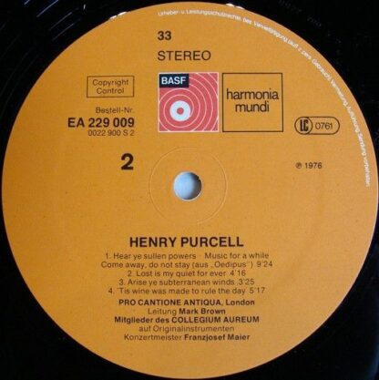 BASF EA 229 009 - Henry Purcell, Pro Cantione Antiqua, Mark Brow - Image 4