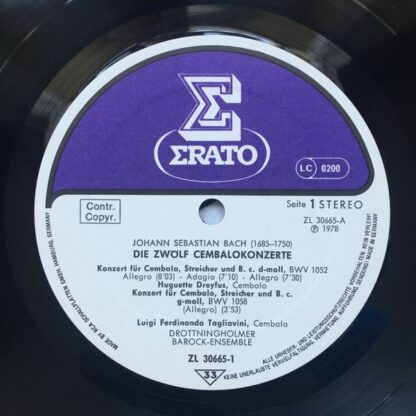 Erato ZL 30665 - Johann Sebastian Bach, Huguette Dreyfus, Lucian - Image 3