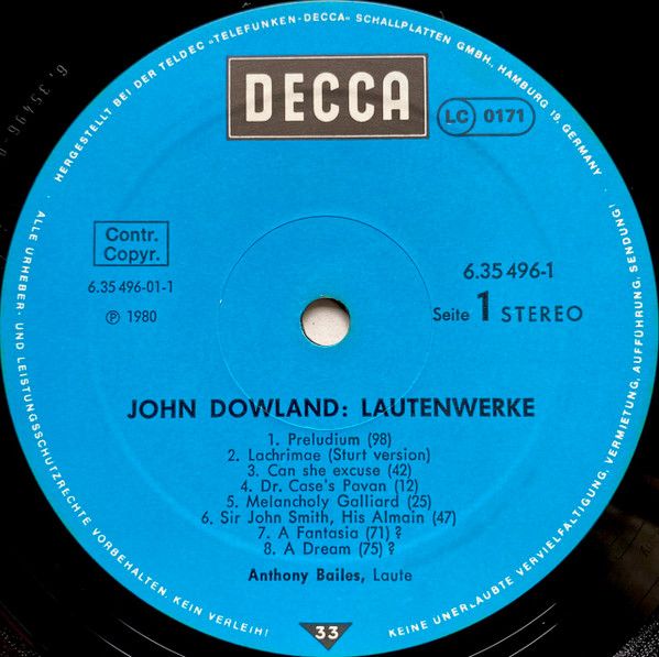 DECCA 6.35496 GX - John Dowland, Anthony Rooley, Anthony Bailes, - Image 5