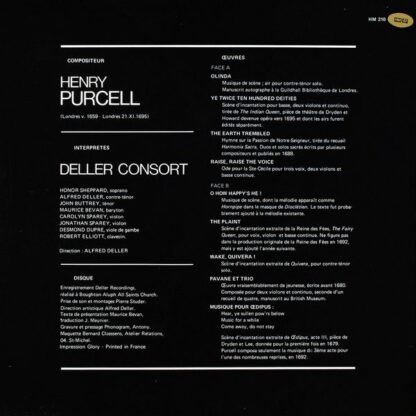harmonia mundi France HM 218 - Henry Purcell, Deller Consort, Al - Image 4