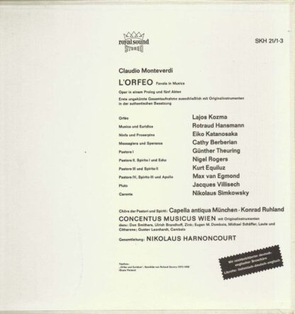 Telefunken SKH 21 - Claudio Monteverdi, Lajos Kozma, Rotraud Han - Image 2