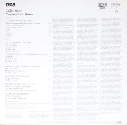 RCA Red Seal RL 30379 - Jacobus Gallus, Die Wiener Sängerknaben, - Image 2