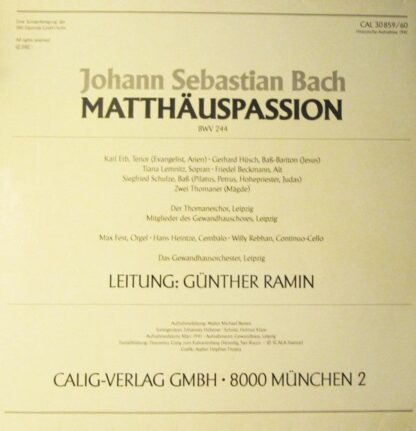 Calig CAL 30 859 / 60 - Johann Sebastian Bach - Matthäuspassion - Image 4