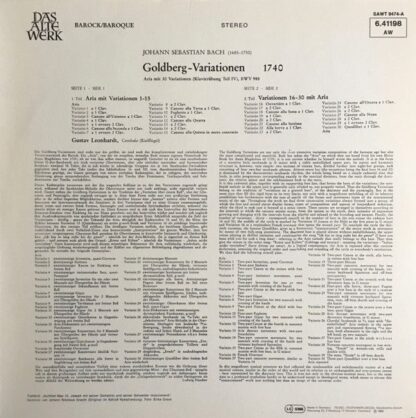 Telefunken 6.41198 AW - Johann Sebastian Bach, Gustav Leonhardt - Image 2
