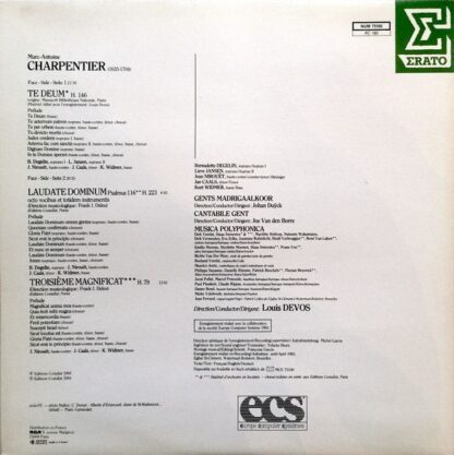 Erato NUM 75100 - Marc Antoine Charpentier - Te Deum / Laudate D - Image 3