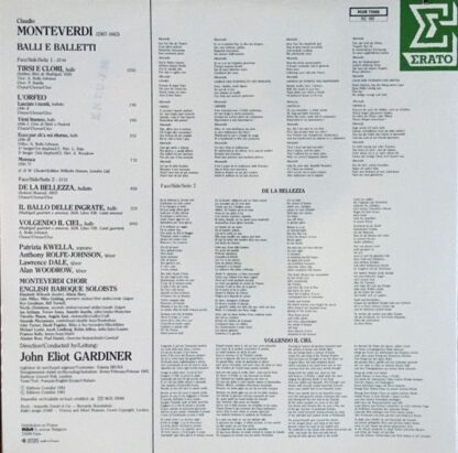 Erato NUM 75068 - Claudio Monteverdi, The Monteverdi Choir, The - Image 4