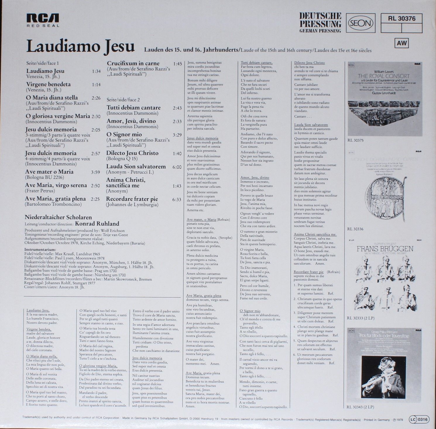 RCA Red Seal RL 30376 - Niederaltaicher Scholaren, Konrad Ruhlan - Image 2