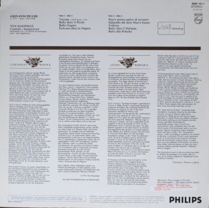 Philips 9502 101 - Giovanni Picchi, Ton Koopman - Danze E Toccat - Image 2