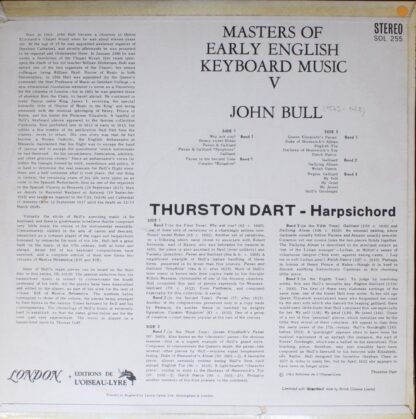 L'Oiseau-Lyre SOL 255 - Thurston Dart, John Bull - Masters Of Ea - Image 2