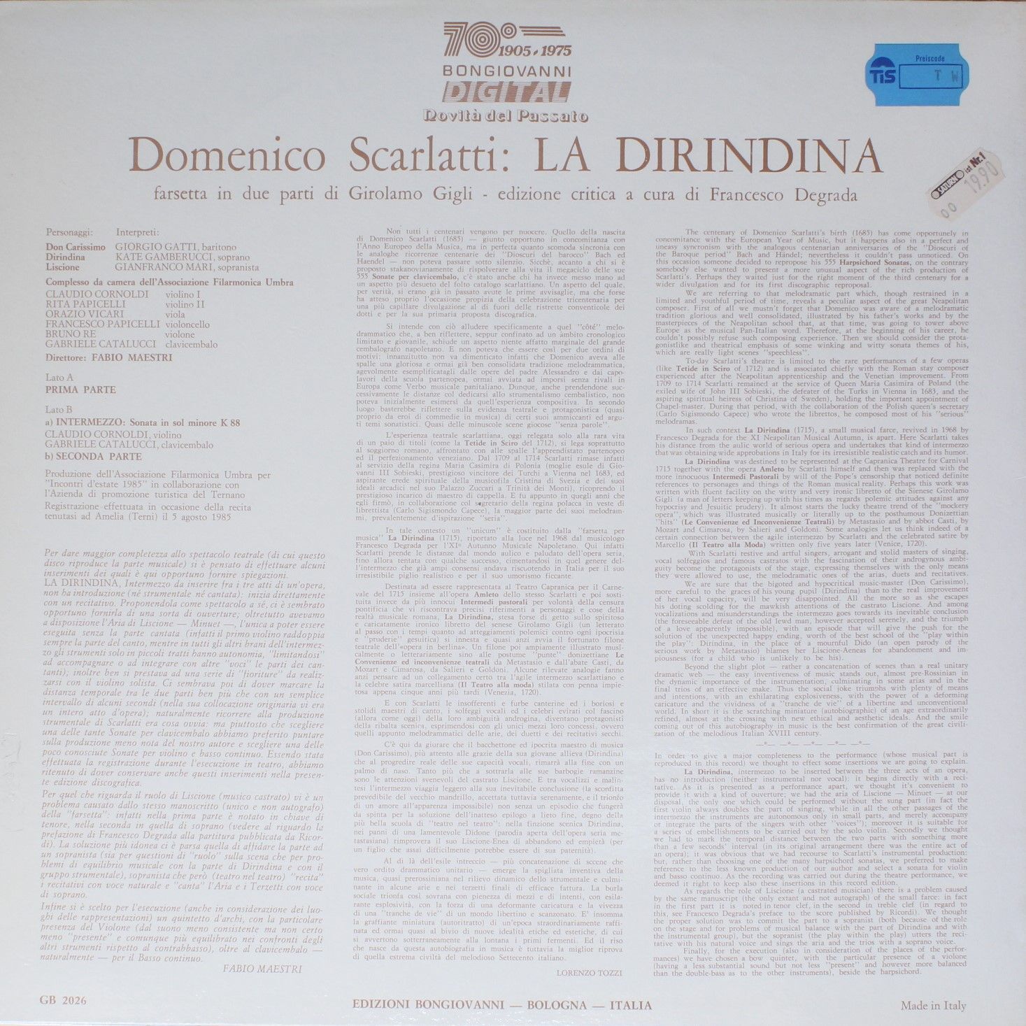 Bongiovanni GB 2026 - Domenico Scarlatti - La Dirindina - Image 2