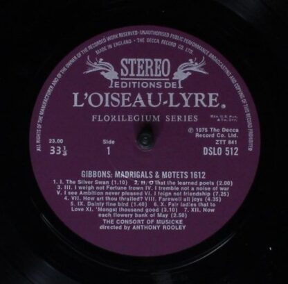 L'Oiseau-Lyre DSLO 512 - Orlando Gibbons, The Consort Of Musicke - Image 5