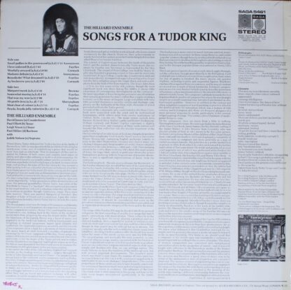 Saga SAGA 5461 - The Hilliard Ensemble - Songs For A Tudor King - Image 2