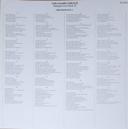 CBS Masterworks Digital D 37758 - Carlo Gesualdo, Collegium Voca - Image 3