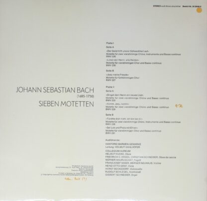 Harmonia Mundi 29 29046-8 - Johann Sebastian Bach, Kantorei Barm - Image 2