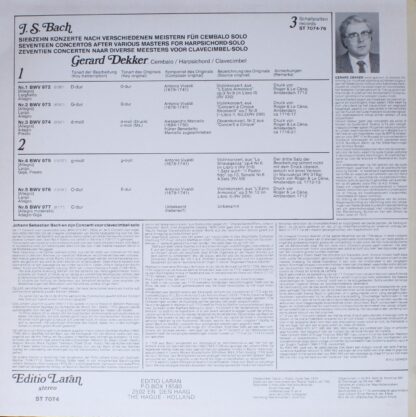 Editio Laran ST 7074 - Gerard Dekker, Johann Sebastian Bach - Si - Image 2