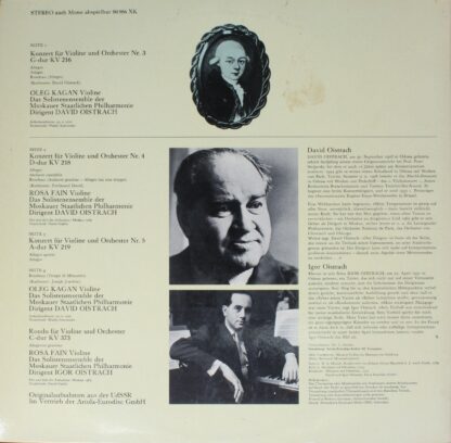 Eurodisc 80 986 XK - Wolfgang Amadeus Mozart, Oleg Kagan, Solois - Image 2