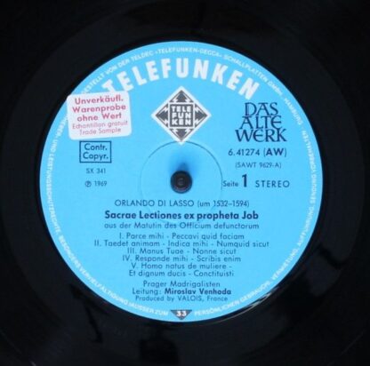 Telefunken 6.41274 - Roland de Lassus, Prague Madrigal Singers - - Image 5
