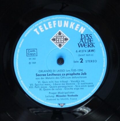 Telefunken 6.41274 - Roland de Lassus, Prague Madrigal Singers - - Image 6