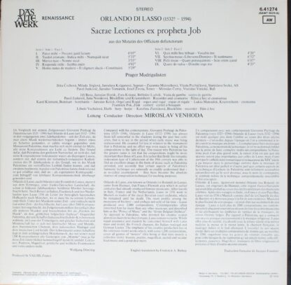 Telefunken 6.41274 - Roland de Lassus, Prague Madrigal Singers - - Image 2