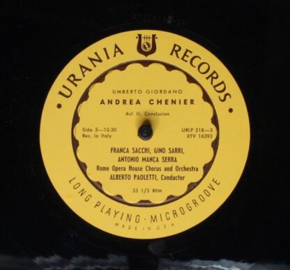 Urania Records (3) URLP 218 - Umberto Giordano, Franca Sacchi (2 - Image 4