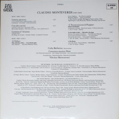 Telefunken 6.41930 - Claudio Monteverdi, Concentus Musicus Wien, - Image 2